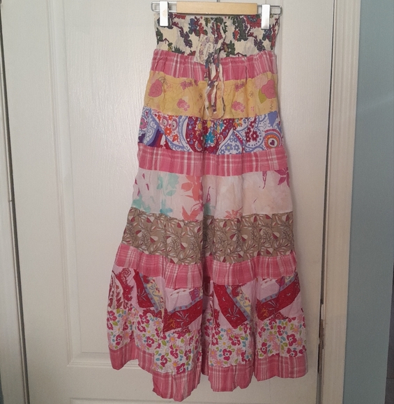 Dresses & Skirts - Bohemian Patchwork Maxi Skirt - Multicolor